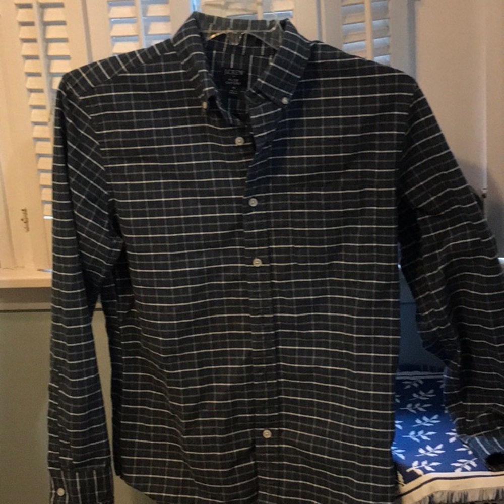 J Crew Men’s Blue Plaid Oxford shirt size medium - Picture 1 of 7